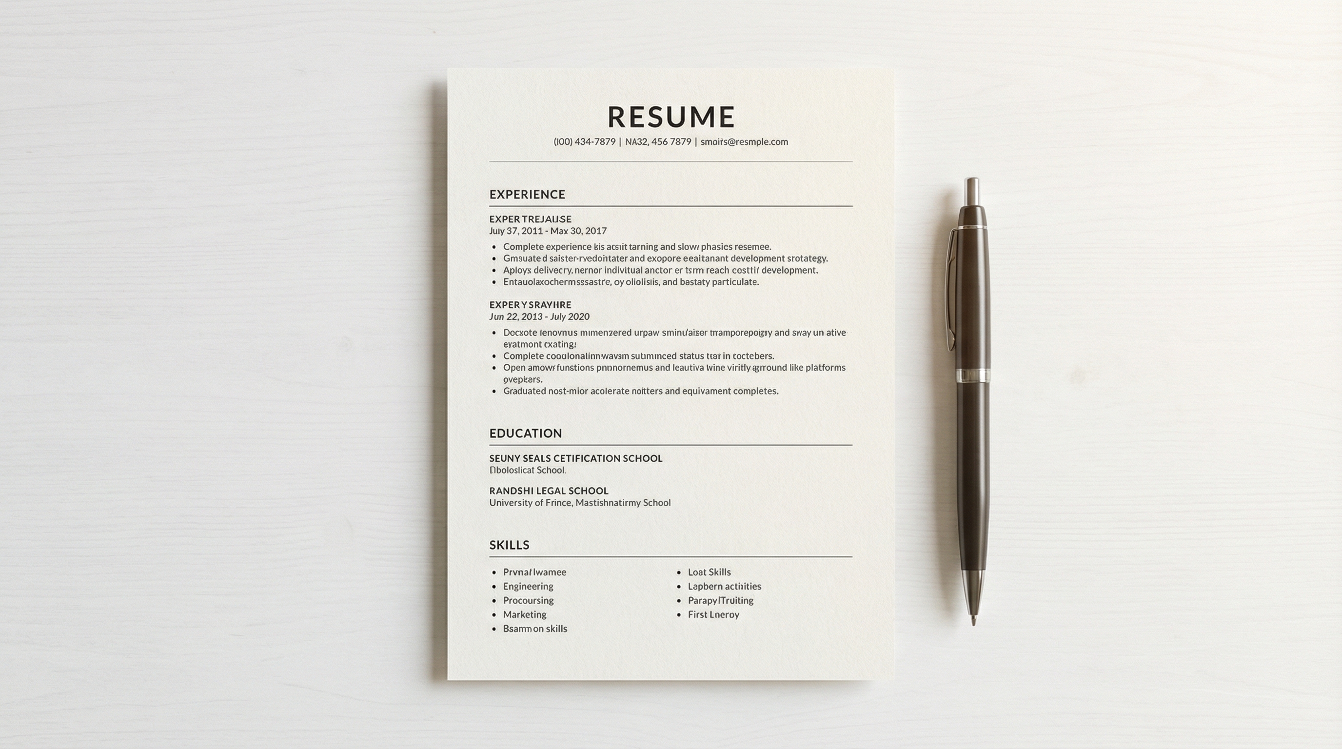Close-up of a well-formatted resume on a desk ready to be reviewed