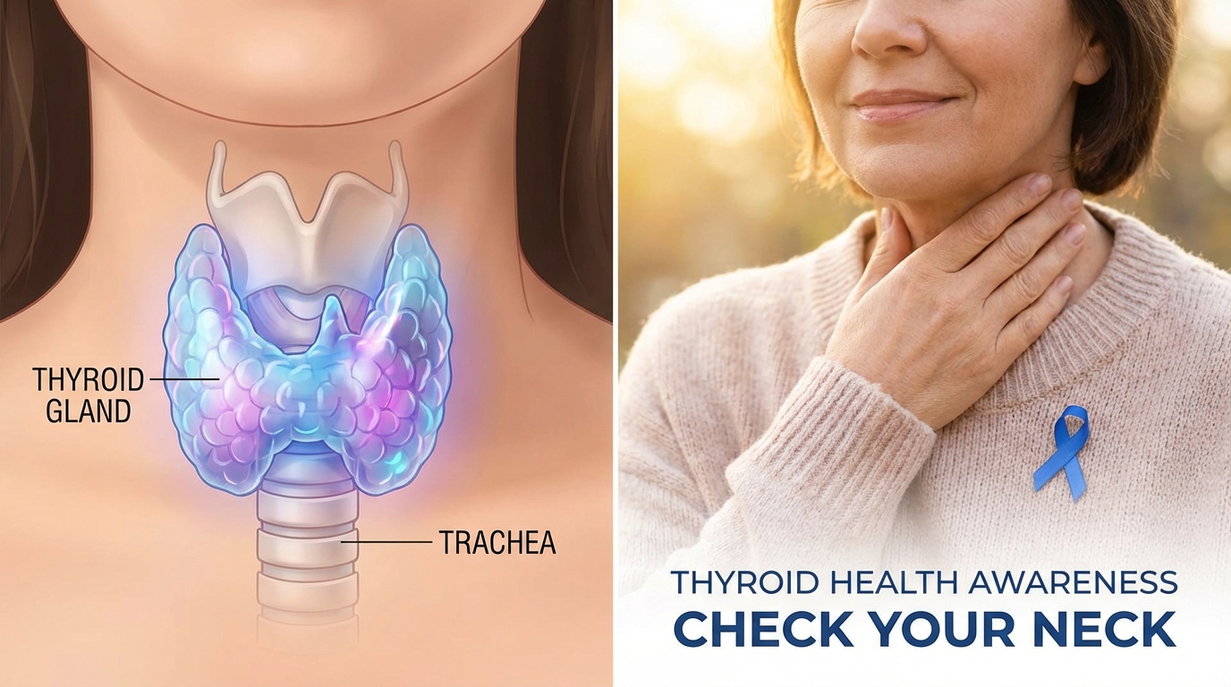 Thyroid health and hormonal balance women wellness concept