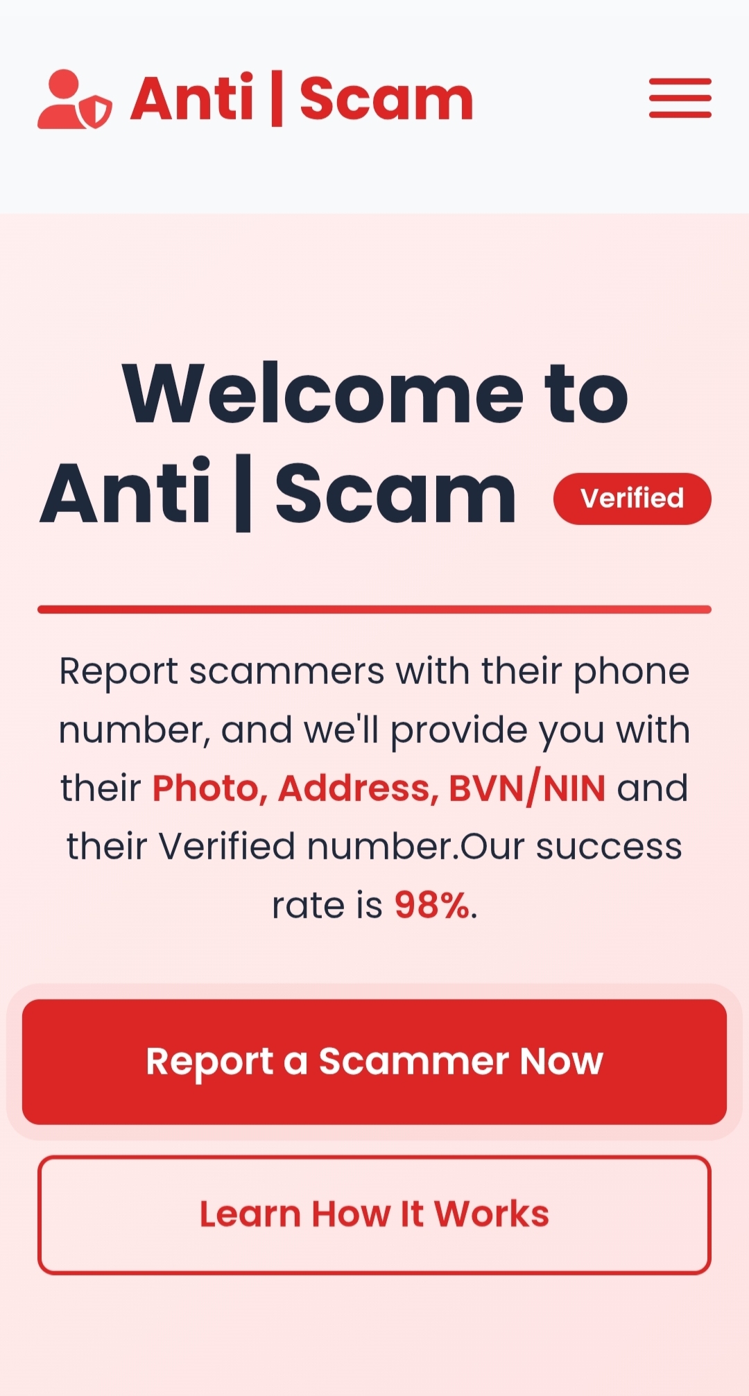 Anti Scam Interface