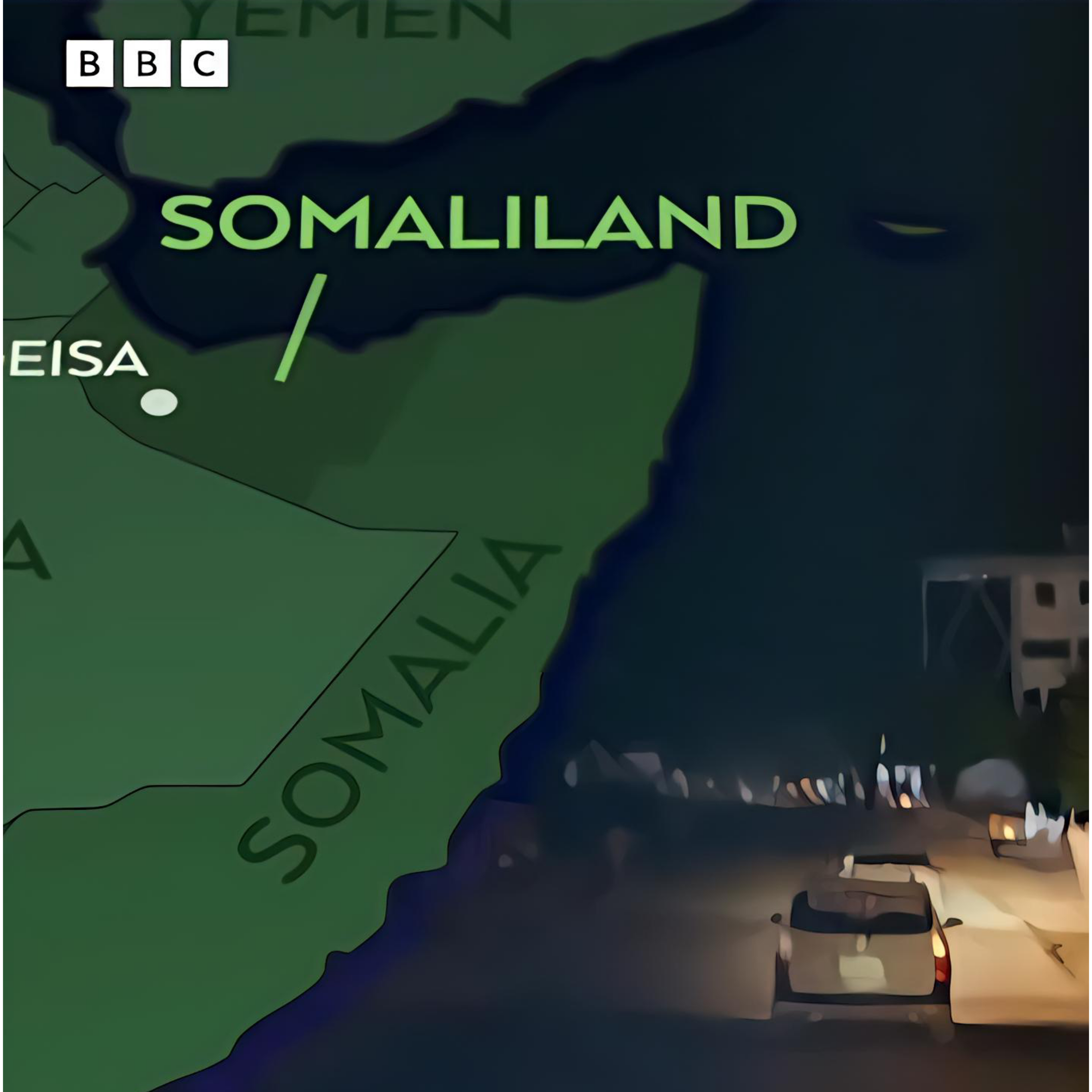 Incomplete map of Somaliland shown by BBC News Somali