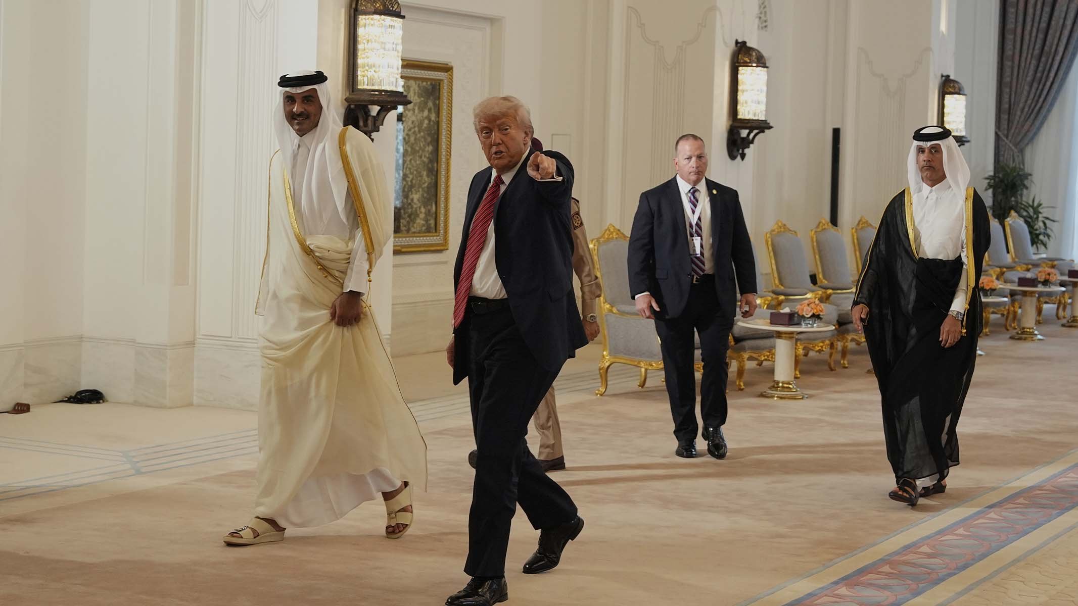 President Trump meets with Qatari Emir Sheikh Tamim bin Hamad Al Thani in Doha