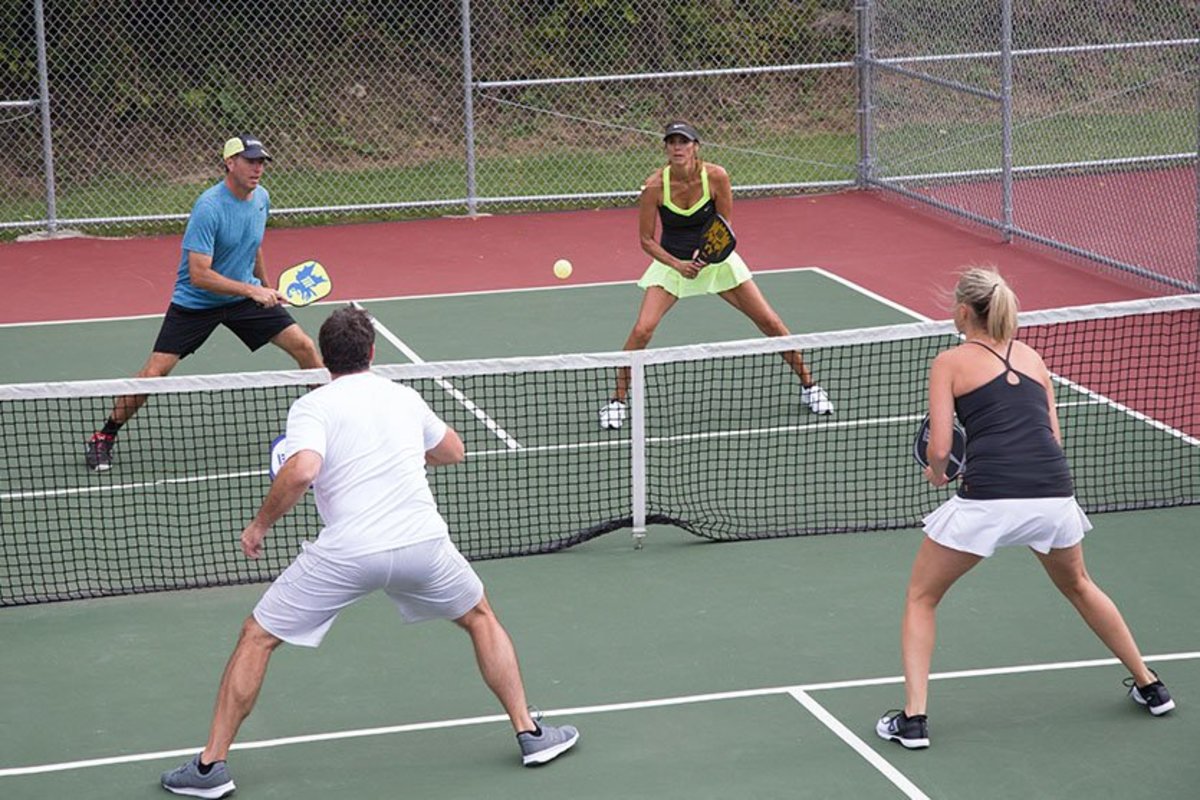 People playing pickleball