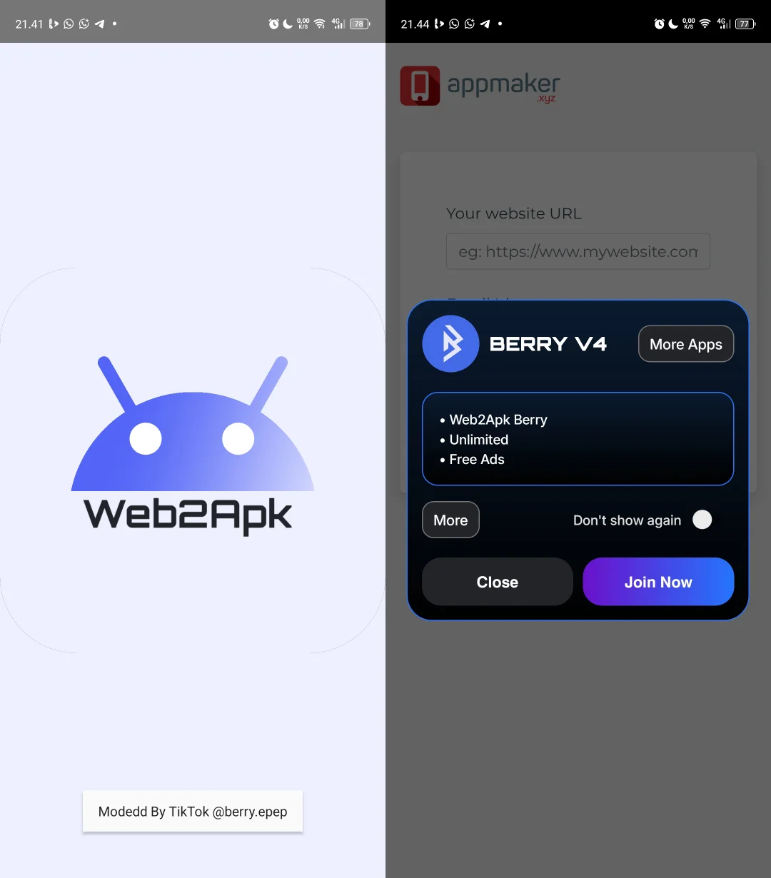 Preview Web2Apk