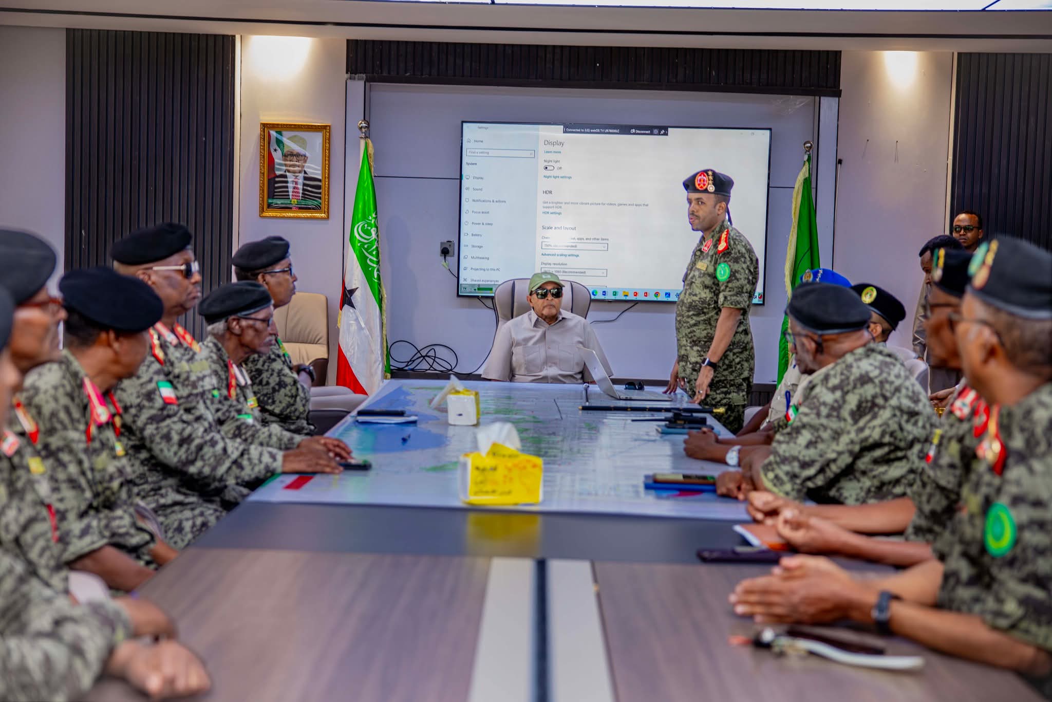 President Irro meets with senior military officers at Somaliland Army General Command Headquarters