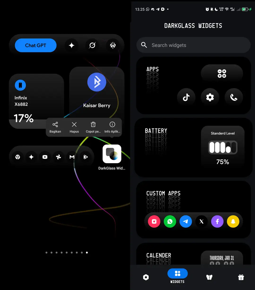 Preview Glass Dark Widgets
