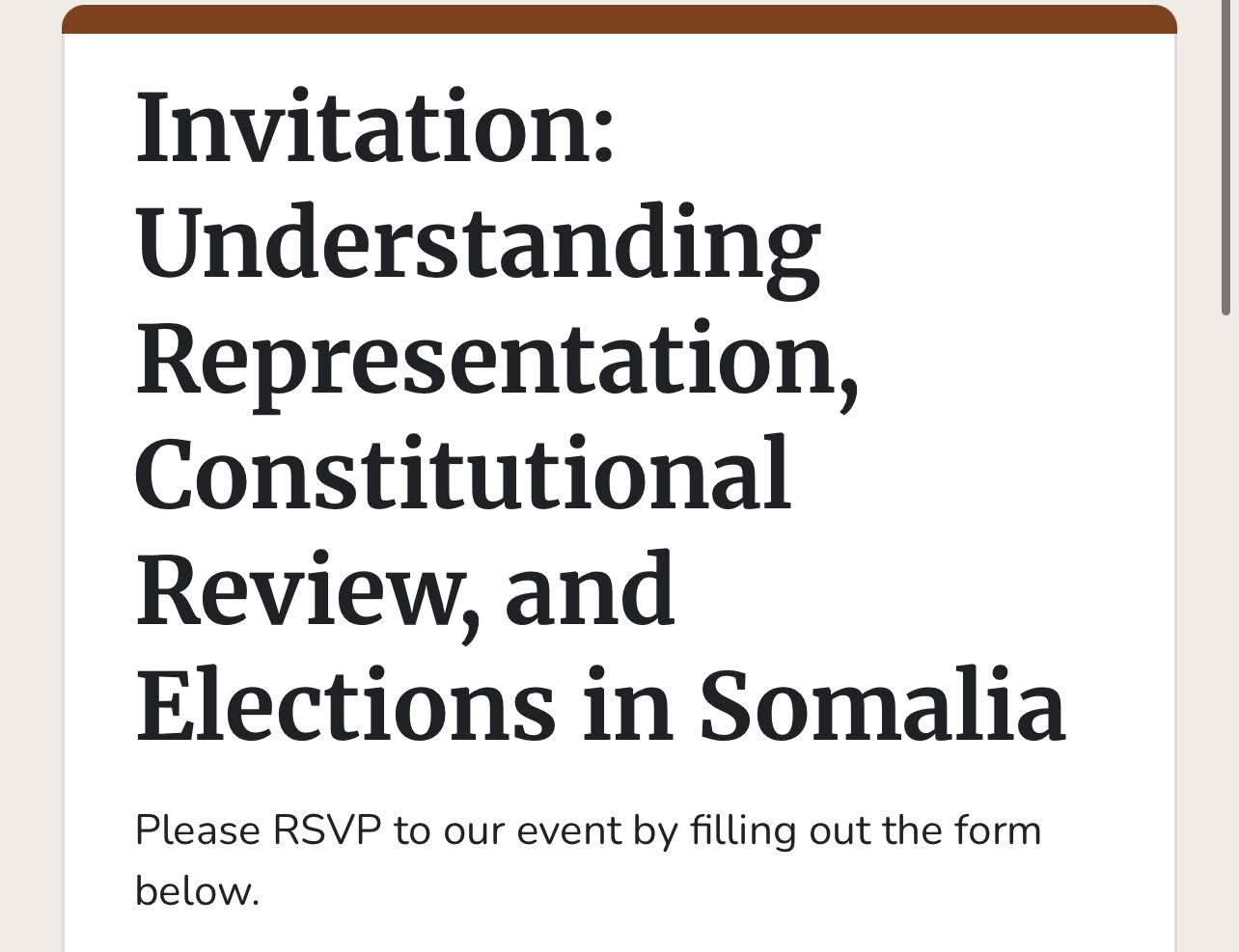 An invitation for a secret event planned in Hargeisa.