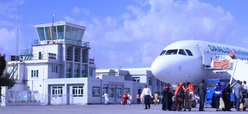 Immigration officers at Hargeisa Egal International Airport briefing passengers