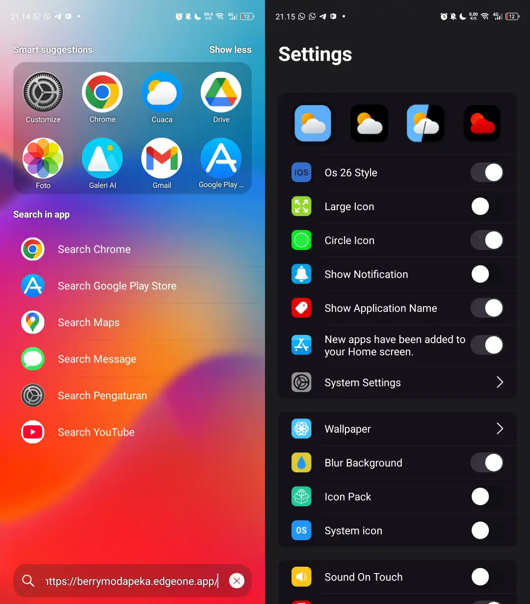 Preview OS Launcher 18 Phone 16 Max